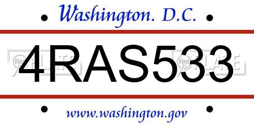 4RAS533 District Of Columbia License Plate