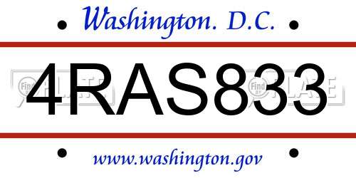 4RAS833 District Of Columbia License Plate