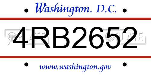 4RB2652 District Of Columbia License Plate