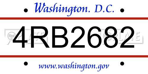 4RB2682 District Of Columbia License Plate