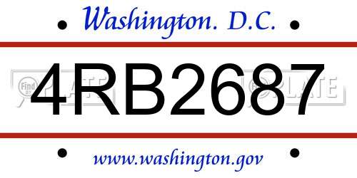 4RB2687 District Of Columbia License Plate