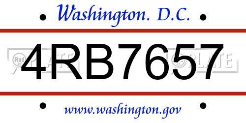 4RB7657 District Of Columbia License Plate