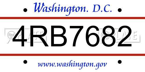 4RB7682 District Of Columbia License Plate