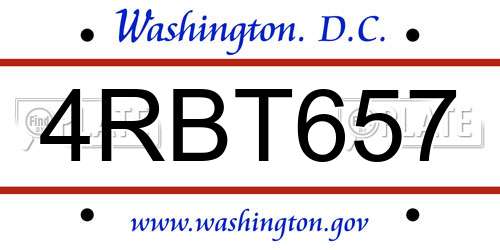 4RBT657 District Of Columbia License Plate