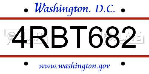 4RBT682 District Of Columbia License Plate