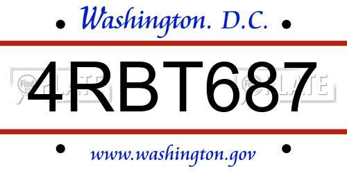 4RBT687 District Of Columbia License Plate