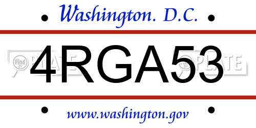 4RGA53 District Of Columbia License Plate