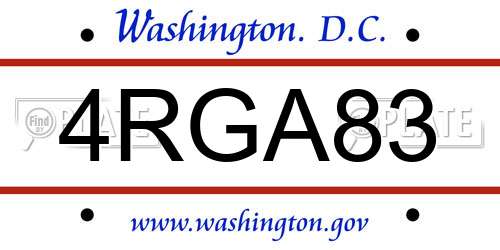4RGA83 District Of Columbia License Plate