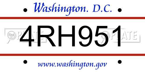 4RH951 District Of Columbia License Plate