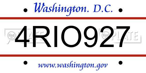 4RIO927 District Of Columbia License Plate
