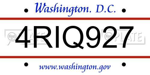 4RIQ927 District Of Columbia License Plate