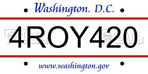 4ROY420 District Of Columbia License Plate