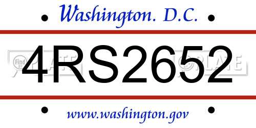 4RS2652 District Of Columbia License Plate