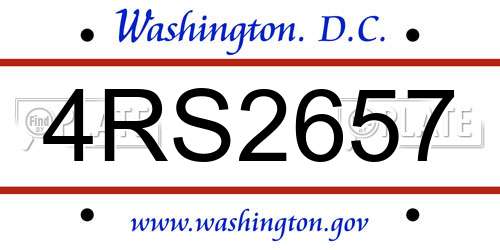 4RS2657 District Of Columbia License Plate