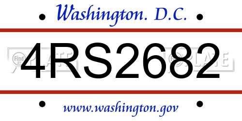 4RS2682 District Of Columbia License Plate