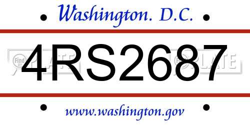 4RS2687 District Of Columbia License Plate