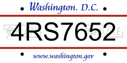 4RS7652 District Of Columbia License Plate