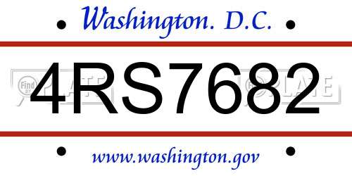 4RS7682 District Of Columbia License Plate