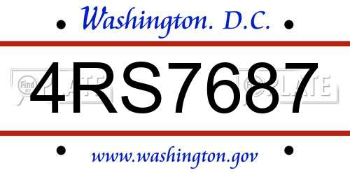 4RS7687 District Of Columbia License Plate