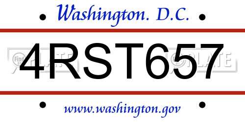 4RST657 District Of Columbia License Plate