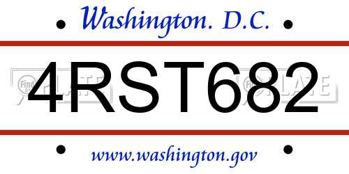 4RST682 District Of Columbia License Plate