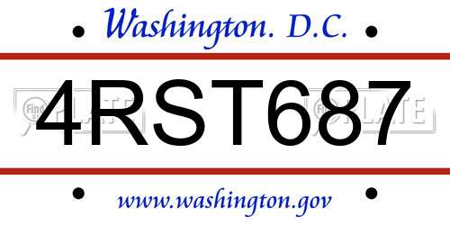 4RST687 District Of Columbia License Plate