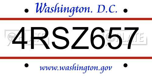 4RSZ657 District Of Columbia License Plate