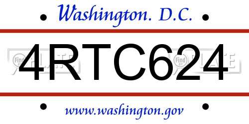 4RTC624 District Of Columbia License Plate