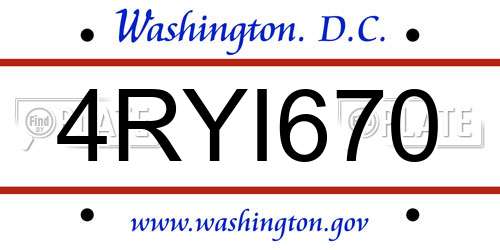 4RYI670 District Of Columbia License Plate