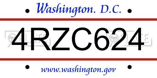 4RZC624 District Of Columbia License Plate