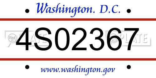 4S02367 District Of Columbia License Plate