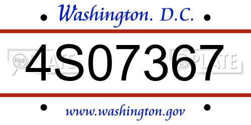 4S07367 District Of Columbia License Plate