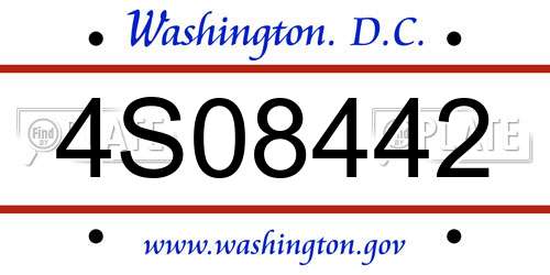 4S08442 District Of Columbia License Plate