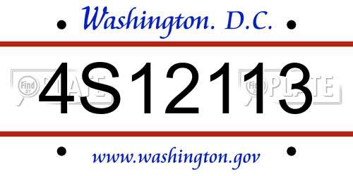 4S12113 District Of Columbia License Plate