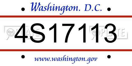 4S17113 District Of Columbia License Plate
