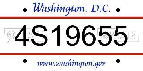4S19655 District Of Columbia License Plate