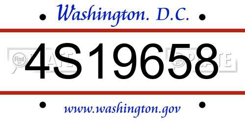 4S19658 District Of Columbia License Plate
