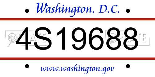 4S19688 District Of Columbia License Plate