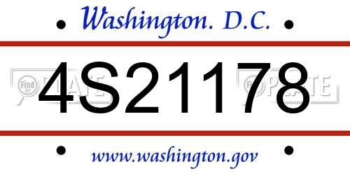 4S21178 District Of Columbia License Plate