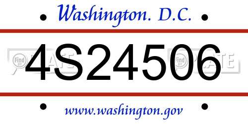 4S24506 District Of Columbia License Plate