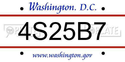 4S25B7 District Of Columbia License Plate