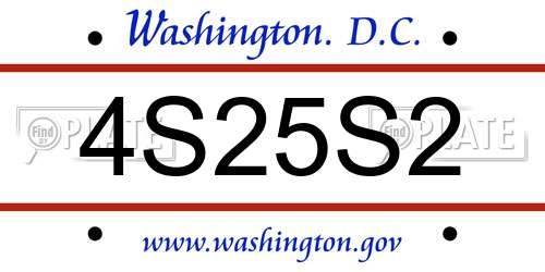 4S25S2 District Of Columbia License Plate