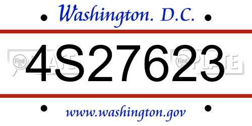 4S27623 District Of Columbia License Plate