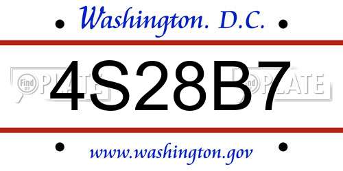 4S28B7 District Of Columbia License Plate
