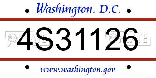 4S31126 District Of Columbia License Plate
