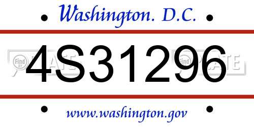 4S31296 District Of Columbia License Plate