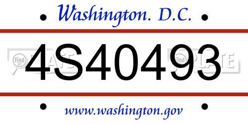 4S40493 District Of Columbia License Plate