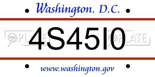 4S45I0 District Of Columbia License Plate