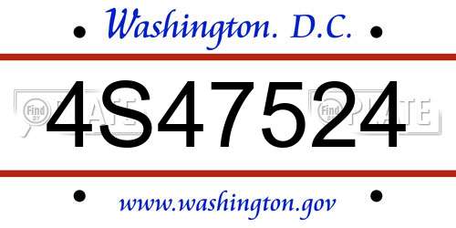 4S47524 District Of Columbia License Plate