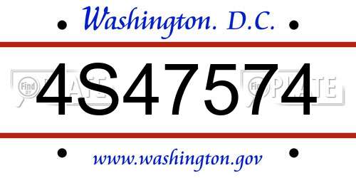 4S47574 District Of Columbia License Plate